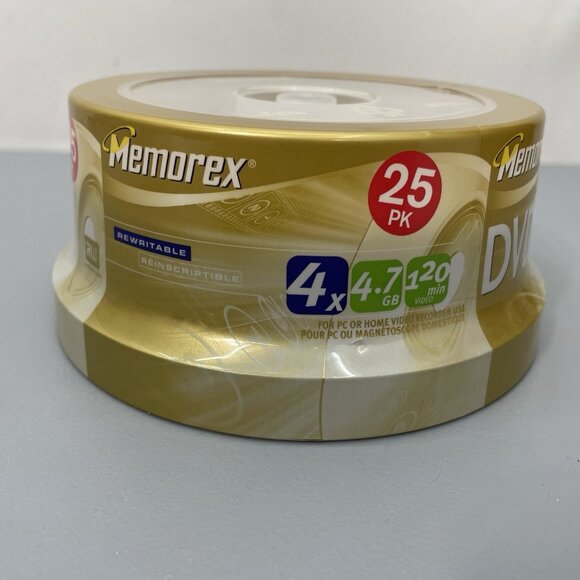 Memorex 25 Pack DVD RW 4x 4.7 GB 120 min Rewritable SEALED - Picture 2 of 5